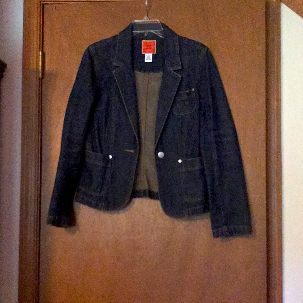 Isaac Mizrahi Dark blue denim blazer